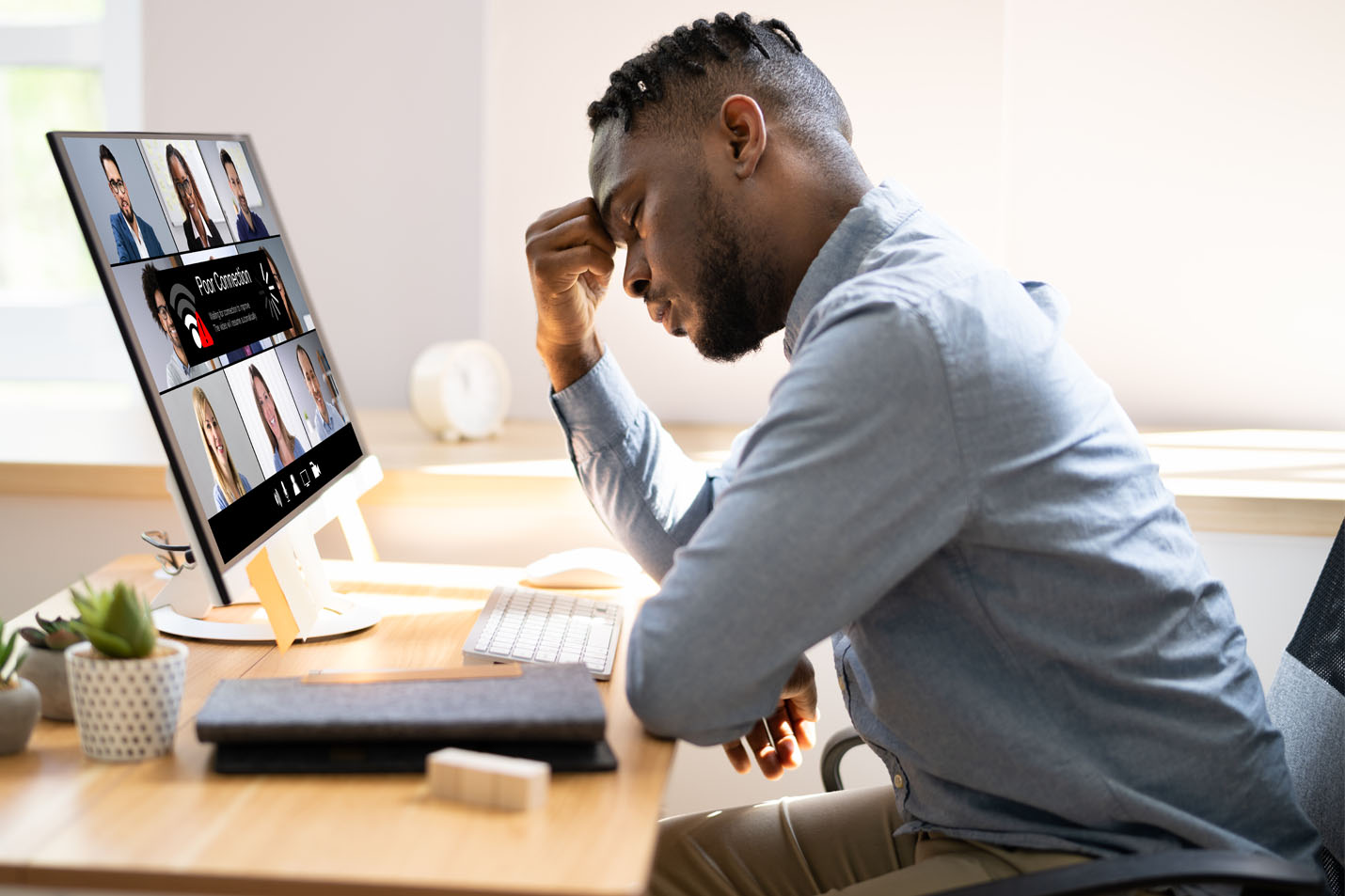 A man frustrated with his internet